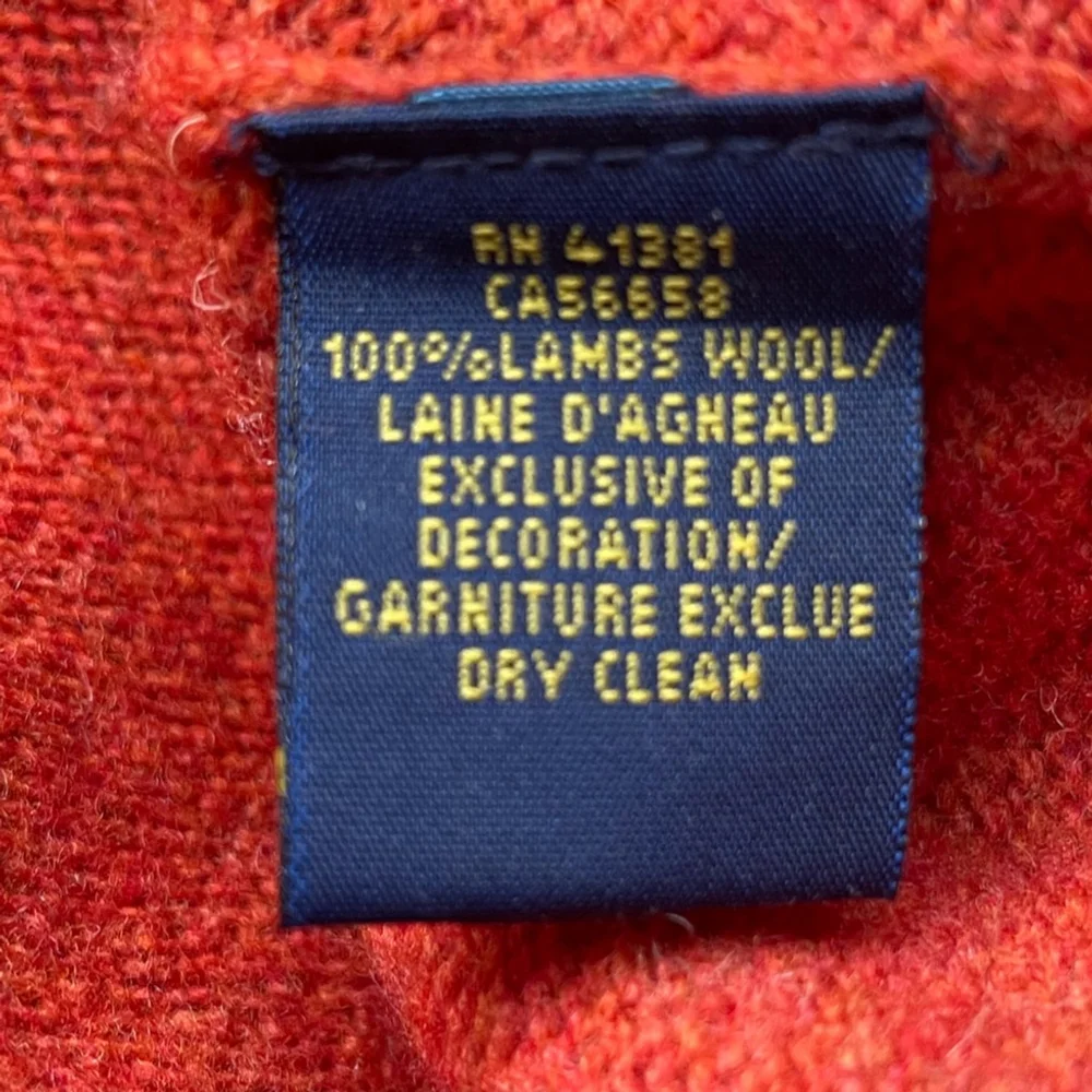 Polo Ralph Lauren 100% Lambswool V-Neck Sweater Burnt Orange Size M